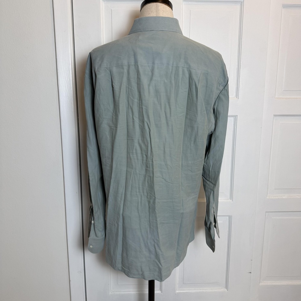 Ermenegildo Zegna Shirt Mens 16.5 42 Sage Green Dress Button Front Long Sleeve - Picture 2 of 8